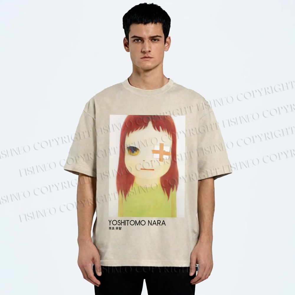 Unisex Yoshitomo Nara Girl Printed Washed Tee