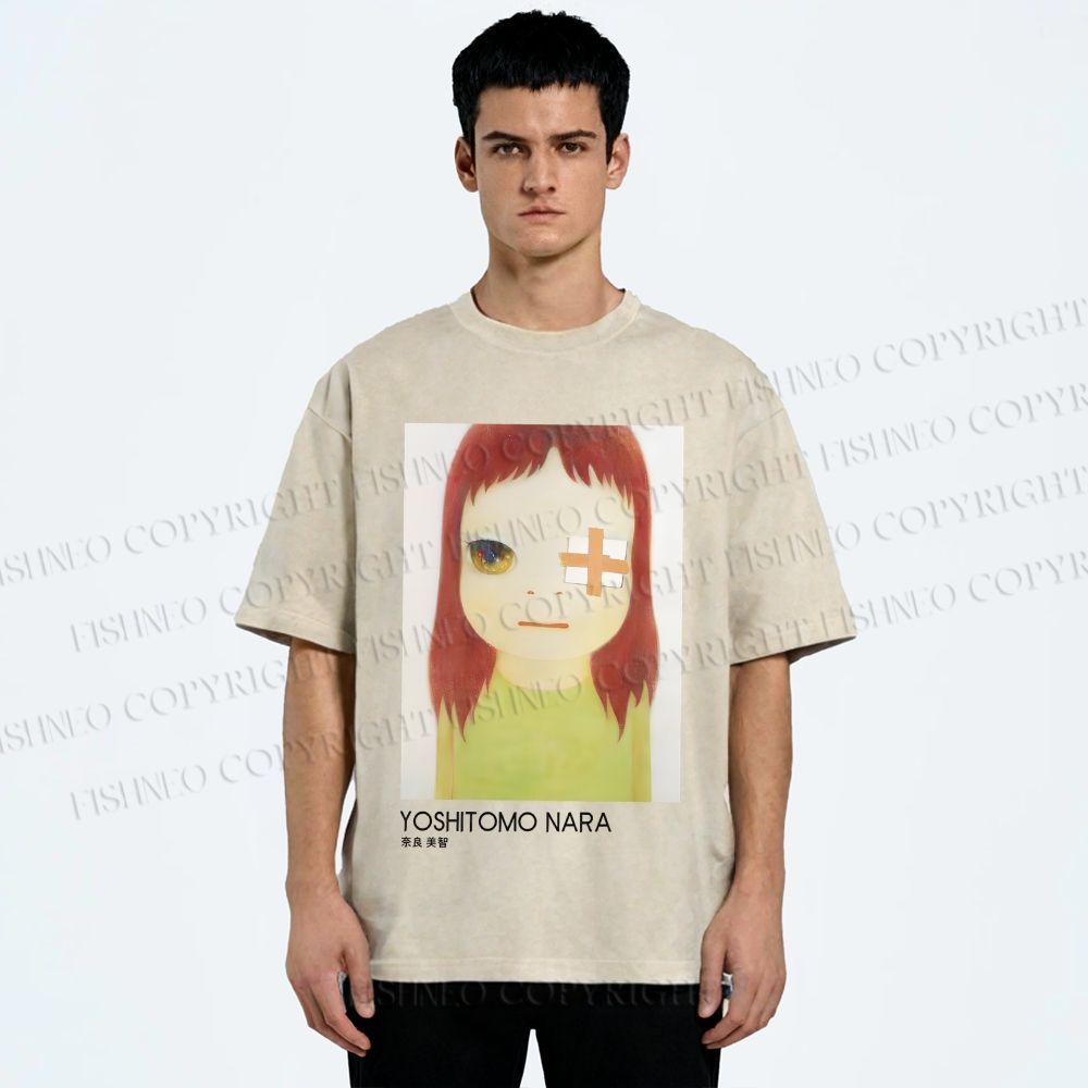 Unisex Yoshitomo Nara Girl Printed Washed Tee