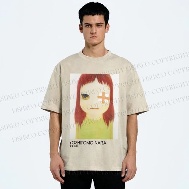 Unisex Yoshitomo Nara Girl Printed Washed Tee