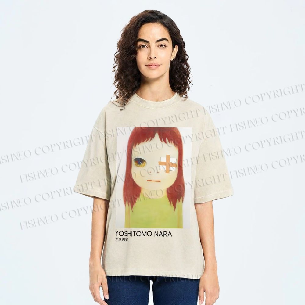 Unisex Yoshitomo Nara Girl Printed Washed Tee
