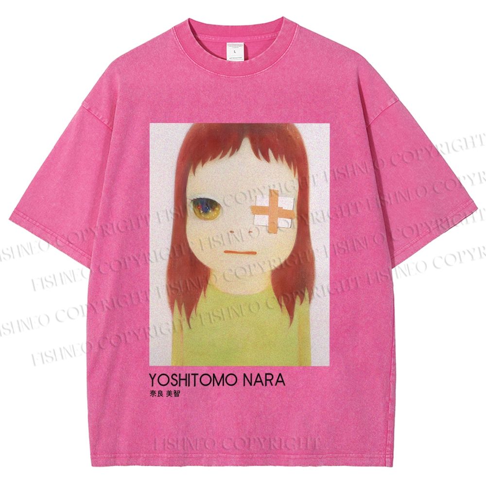 Unisex Yoshitomo Nara Girl Printed Washed Tee