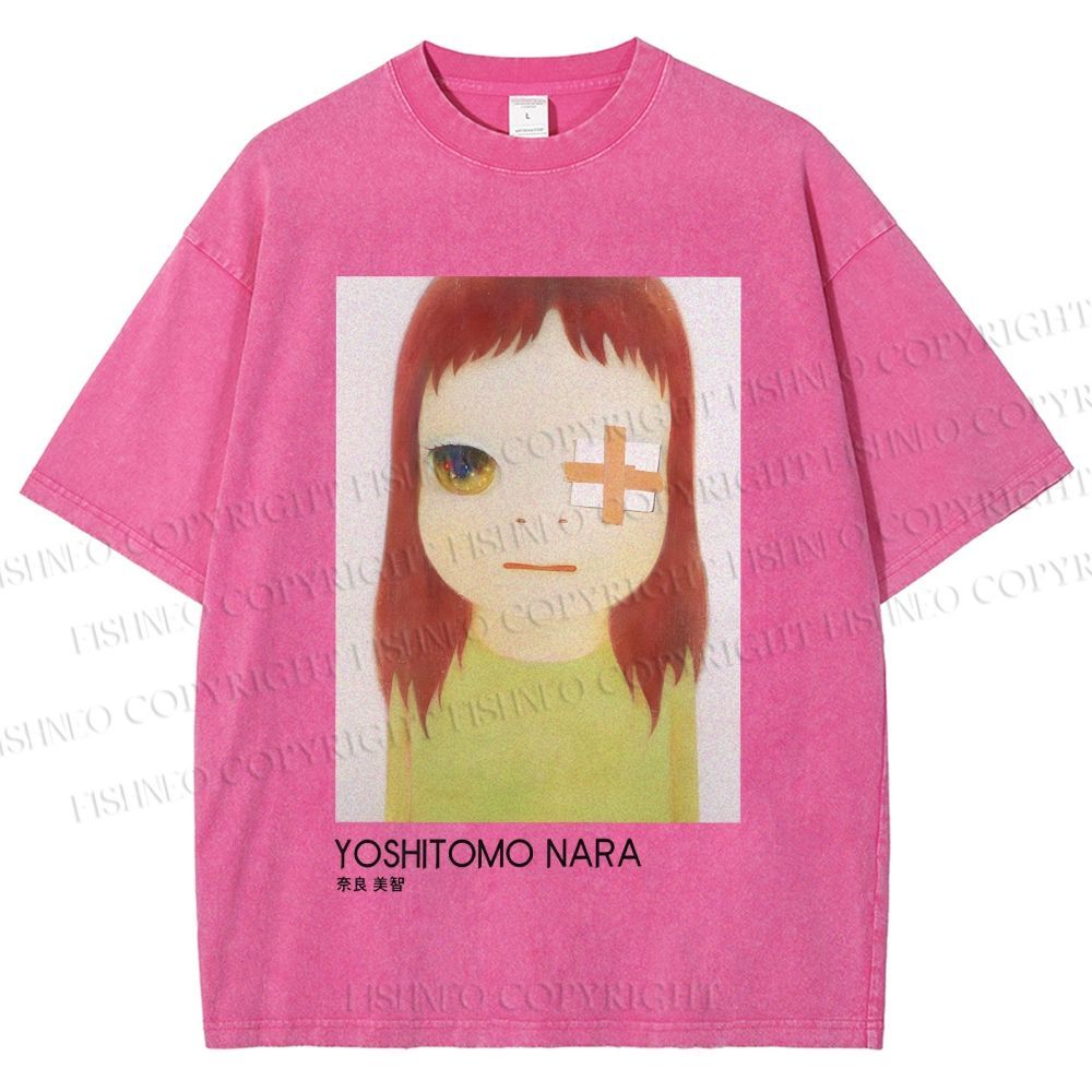 Unisex Yoshitomo Nara Girl Printed Washed Tee