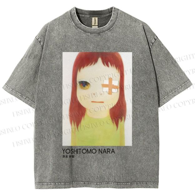 Unisex Yoshitomo Nara Girl Printed Washed Tee