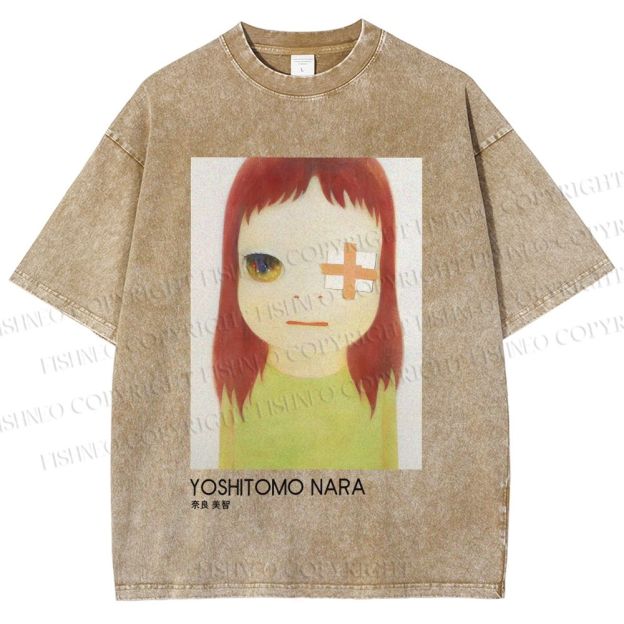Unisex Yoshitomo Nara Girl Printed Washed Tee
