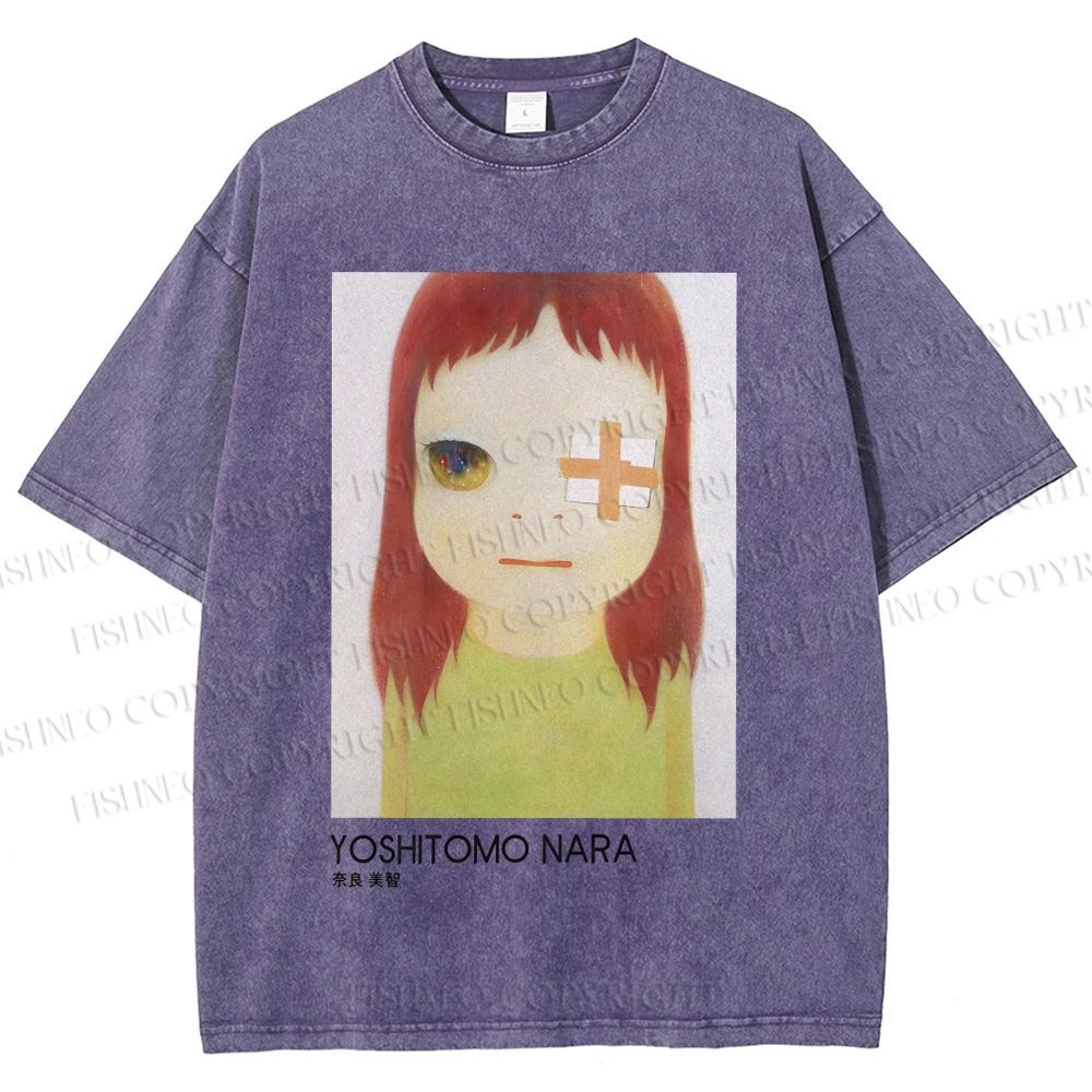 Unisex Yoshitomo Nara Girl Printed Washed Tee