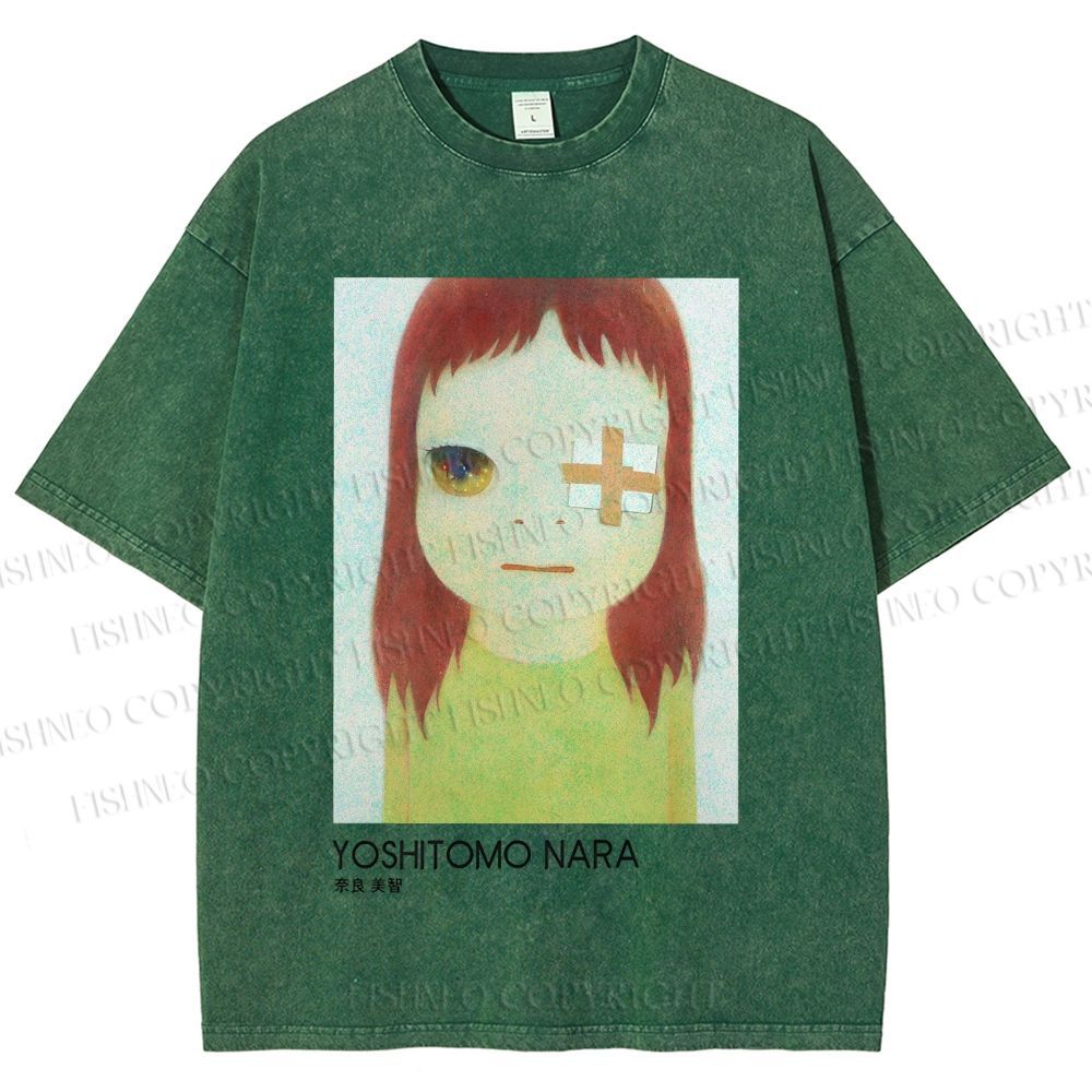 Unisex Yoshitomo Nara Girl Printed Washed Tee