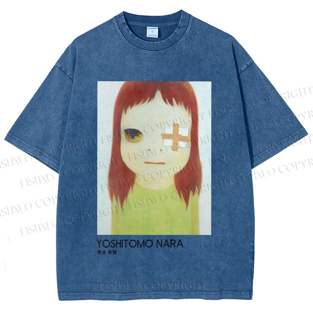 Unisex Yoshitomo Nara Girl Printed Washed Tee