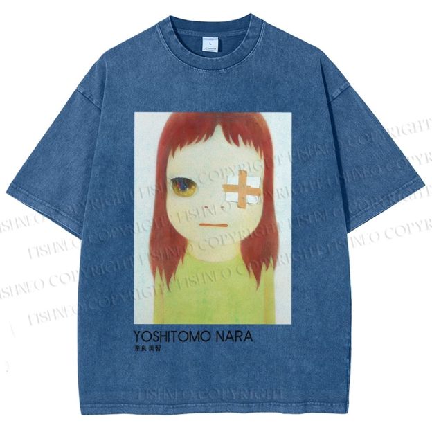 Unisex Yoshitomo Nara Girl Printed Washed Tee