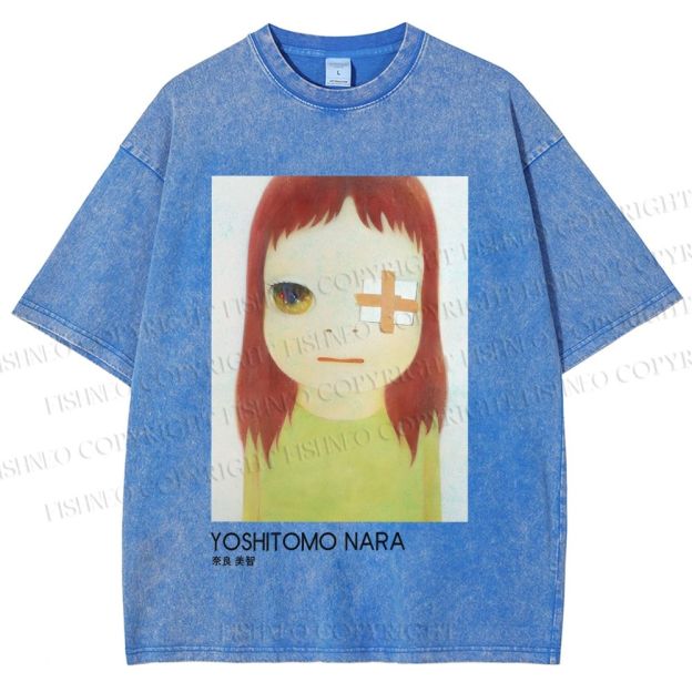 Unisex Yoshitomo Nara Girl Printed Washed Tee