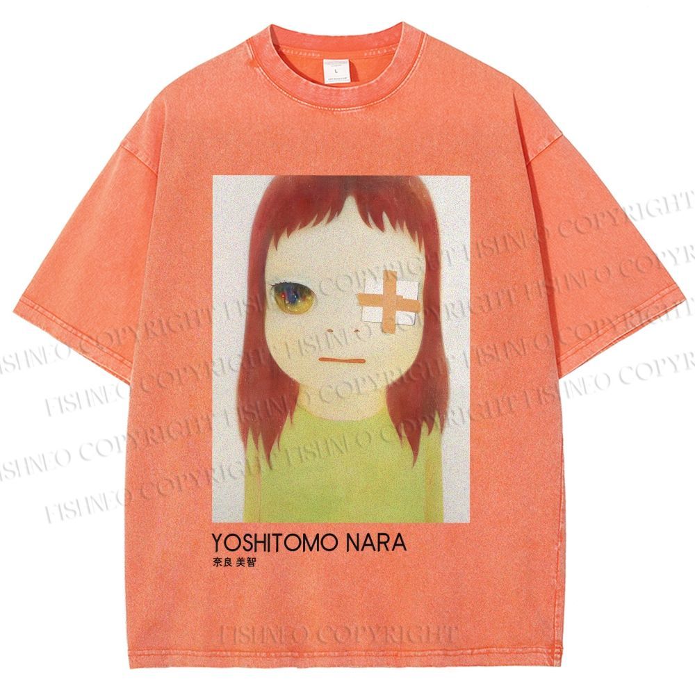 Unisex Yoshitomo Nara Girl Printed Washed Tee