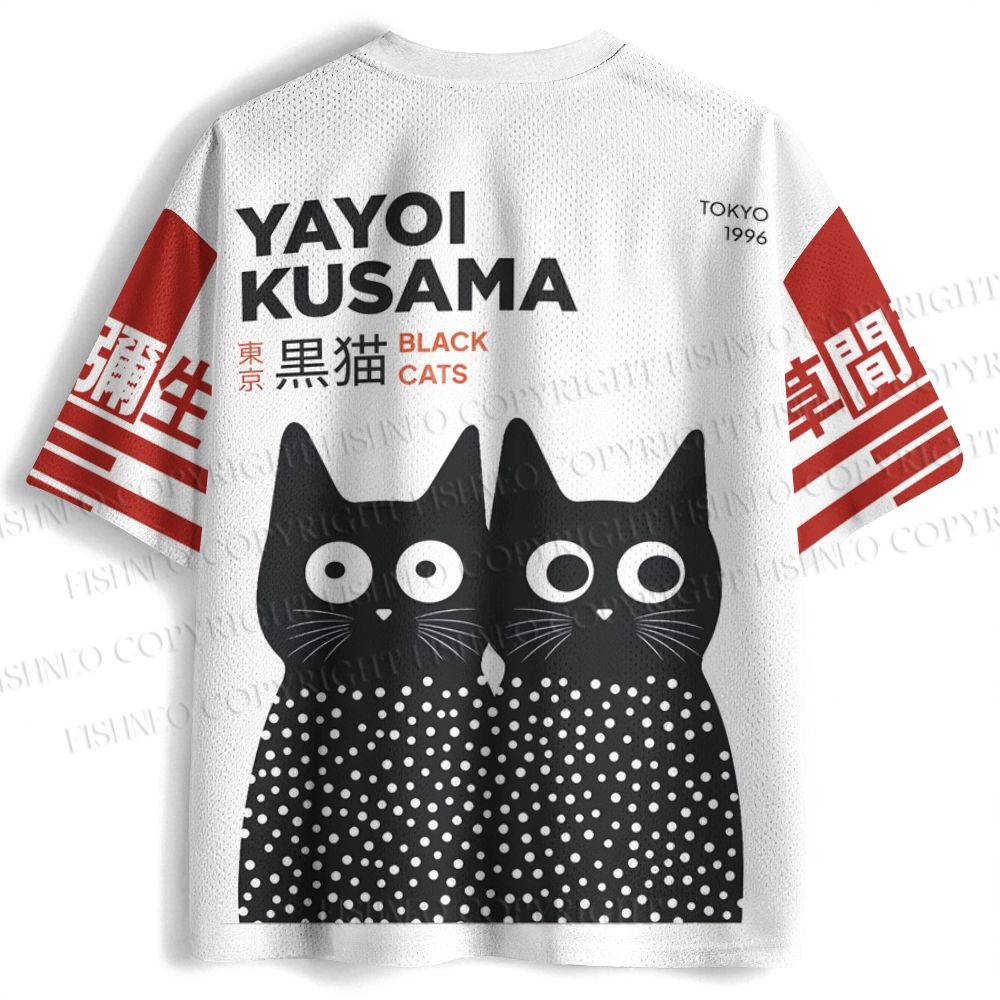 Yayoi Kusama Polka Dot Cat Printed Jersey Shirts