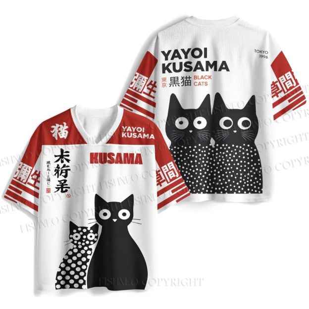 Yayoi Kusama Polka Dot Cat Printed Jersey Shirts