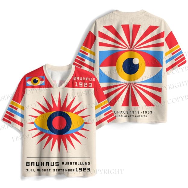 Bauhaus Colored Geometric Eyes Printed Jersey Shirts