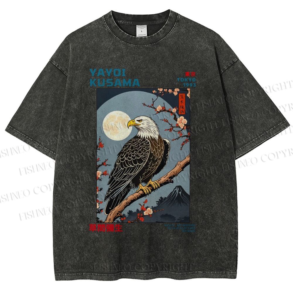 Unisex Yayoi Kusama Tokyo Mountain Eagle Printed Washed Tee