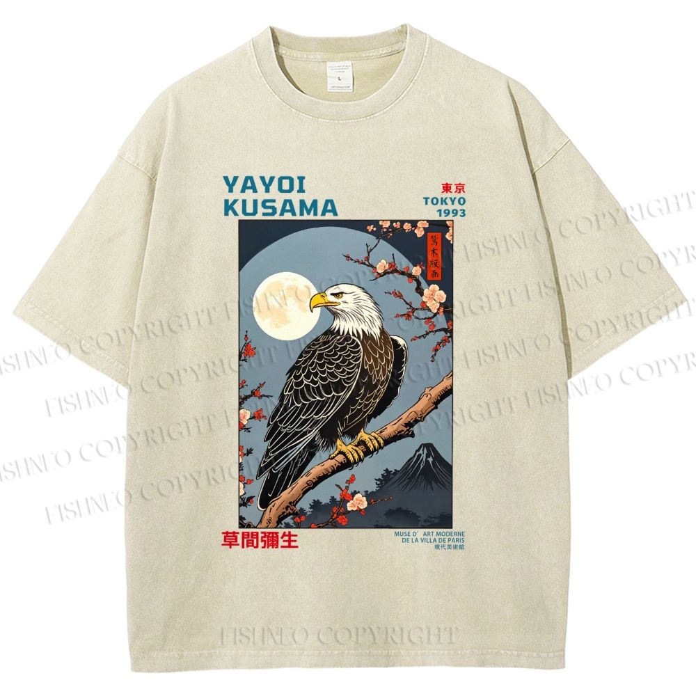 Unisex Yayoi Kusama Tokyo Mountain Eagle Printed Washed Tee