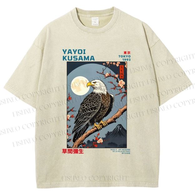 Unisex Yayoi Kusama Tokyo Mountain Eagle Printed Washed Tee