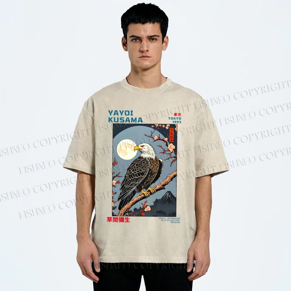 Unisex Yayoi Kusama Tokyo Mountain Eagle Printed Washed Tee