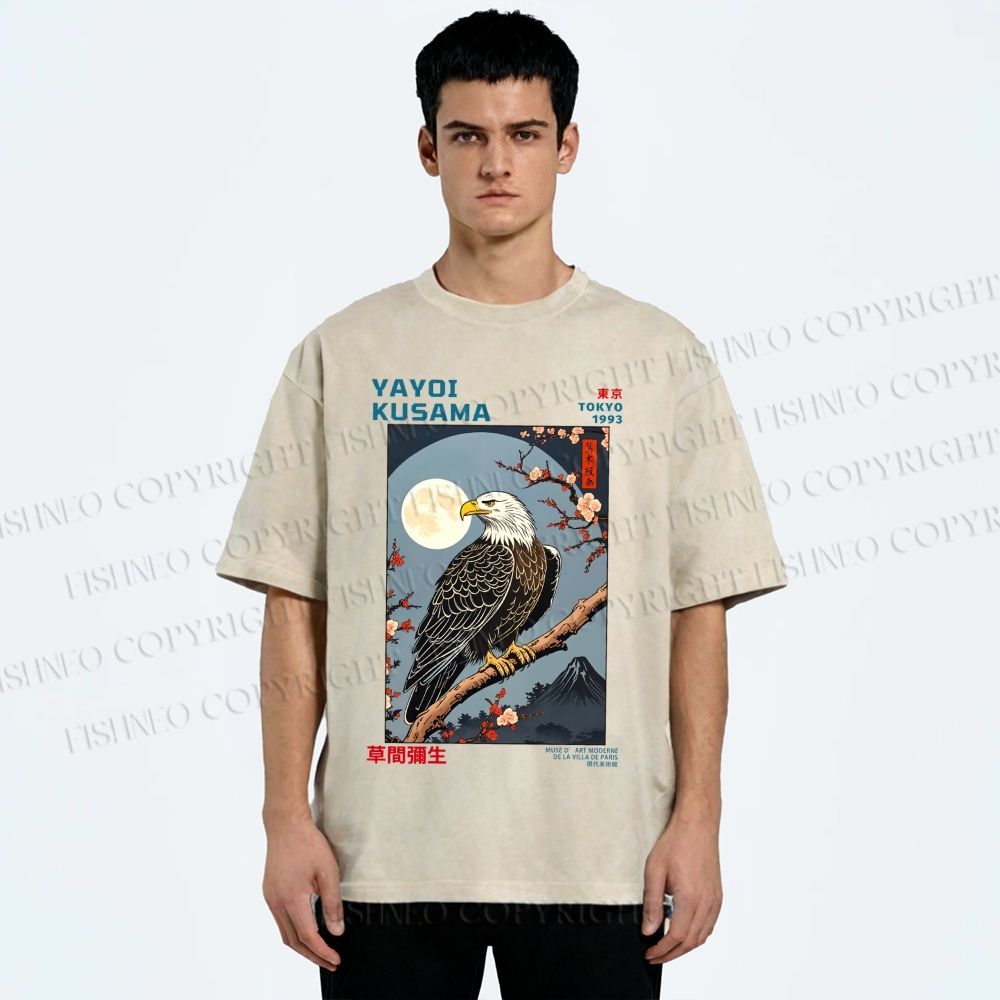 Unisex Yayoi Kusama Tokyo Mountain Eagle Printed Washed Tee