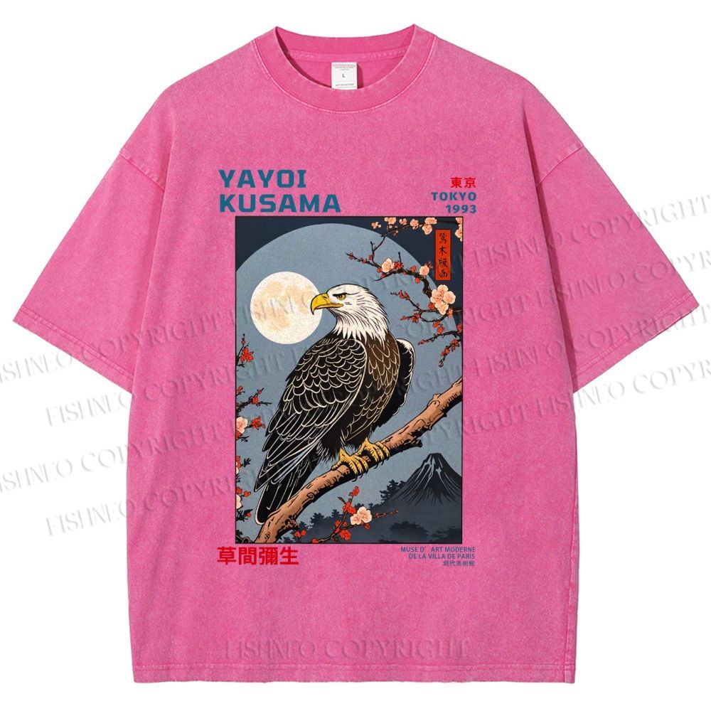 Unisex Yayoi Kusama Tokyo Mountain Eagle Printed Washed Tee