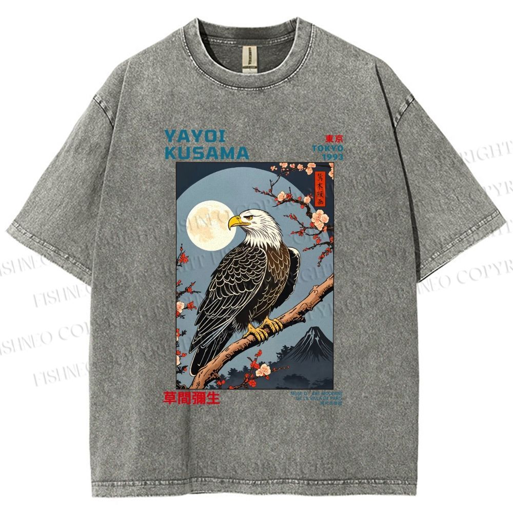 Unisex Yayoi Kusama Tokyo Mountain Eagle Printed Washed Tee
