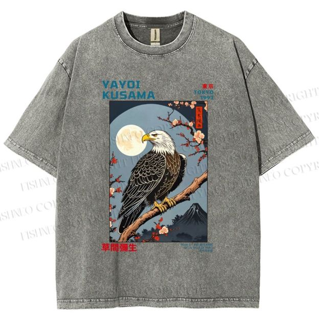 Unisex Yayoi Kusama Tokyo Mountain Eagle Printed Washed Tee