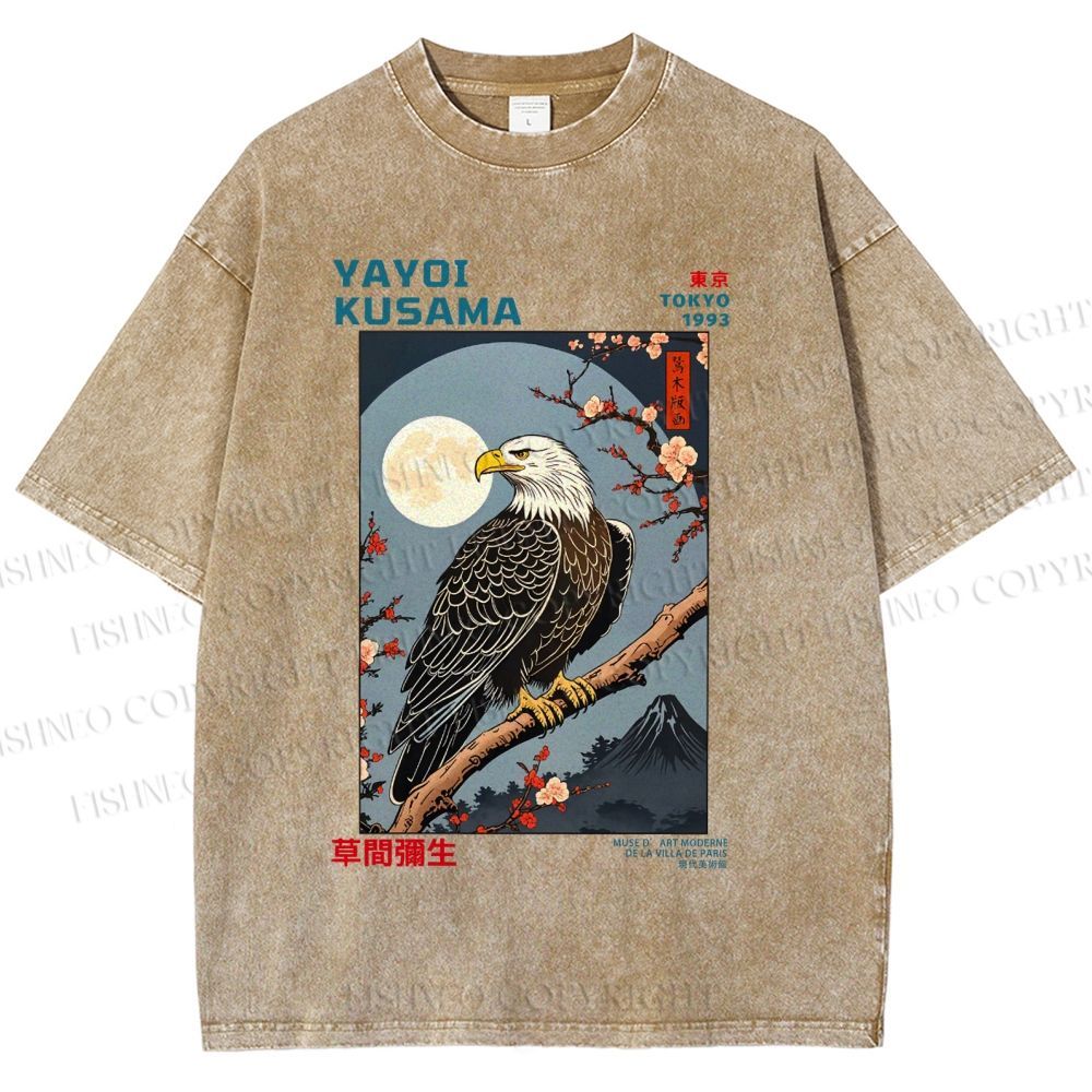 Unisex Yayoi Kusama Tokyo Mountain Eagle Printed Washed Tee