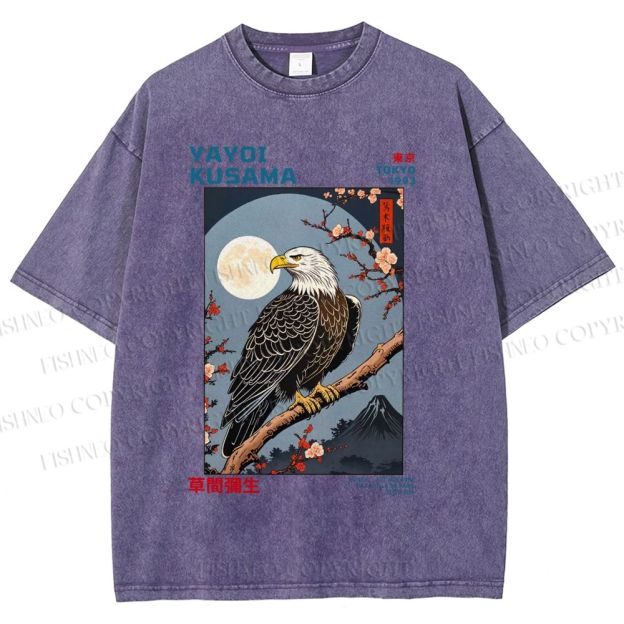 Unisex Yayoi Kusama Tokyo Mountain Eagle Printed Washed Tee