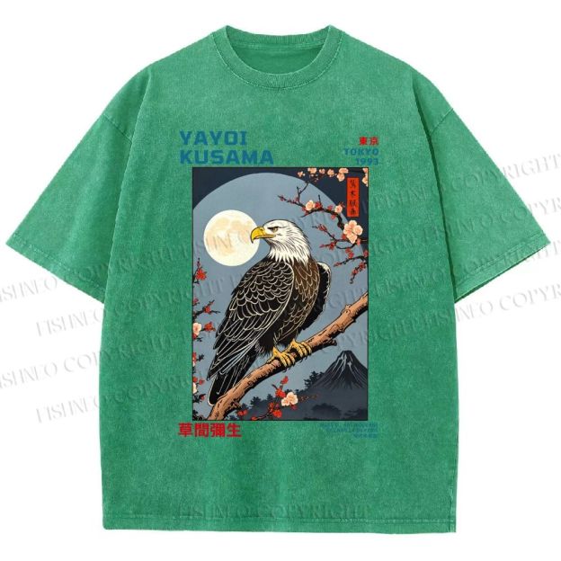 Unisex Yayoi Kusama Tokyo Mountain Eagle Printed Washed Tee