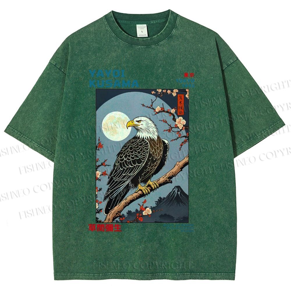 Unisex Yayoi Kusama Tokyo Mountain Eagle Printed Washed Tee