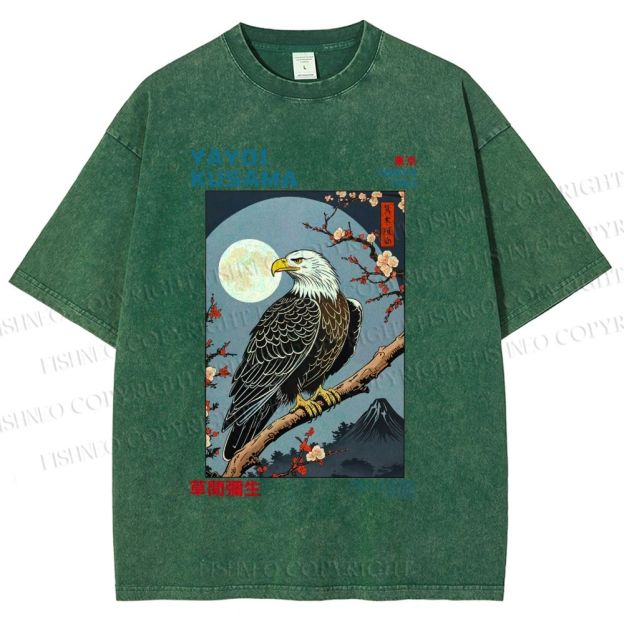 Unisex Yayoi Kusama Tokyo Mountain Eagle Printed Washed Tee