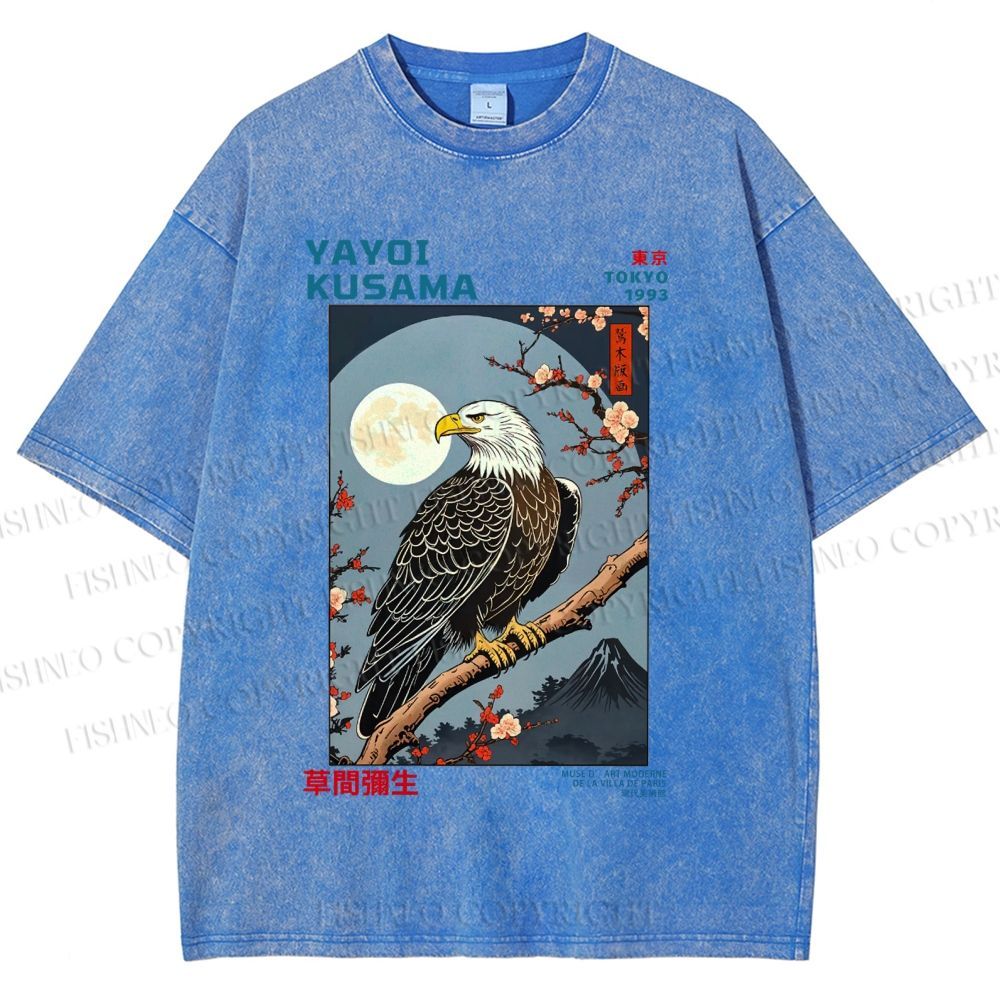 Unisex Yayoi Kusama Tokyo Mountain Eagle Printed Washed Tee