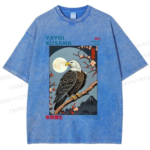 Unisex Yayoi Kusama Tokyo Mountain Eagle Printed Washed Tee