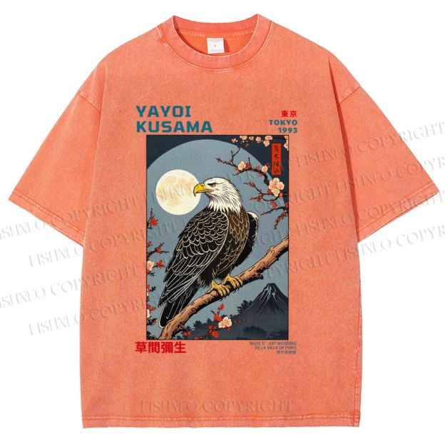 Unisex Yayoi Kusama Tokyo Mountain Eagle Printed Washed Tee