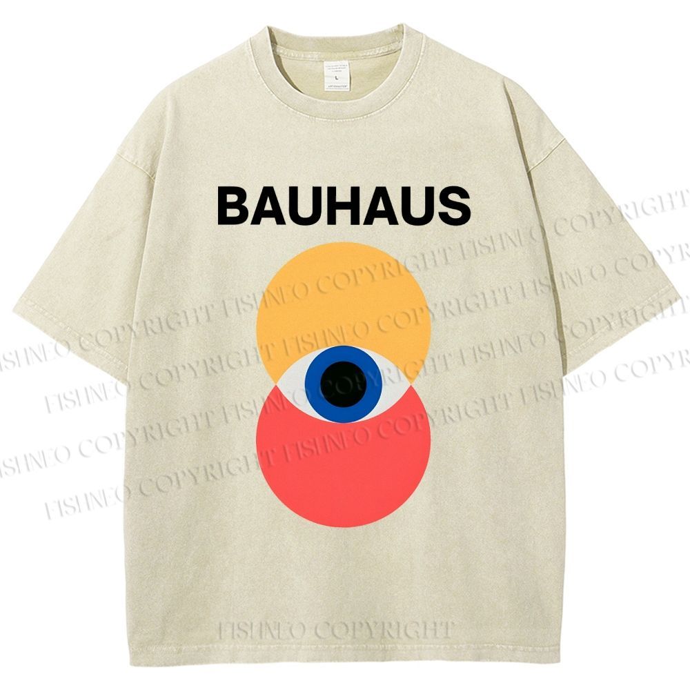 Unisex Bauhaus Geometric Eyes Printed Washed Tee