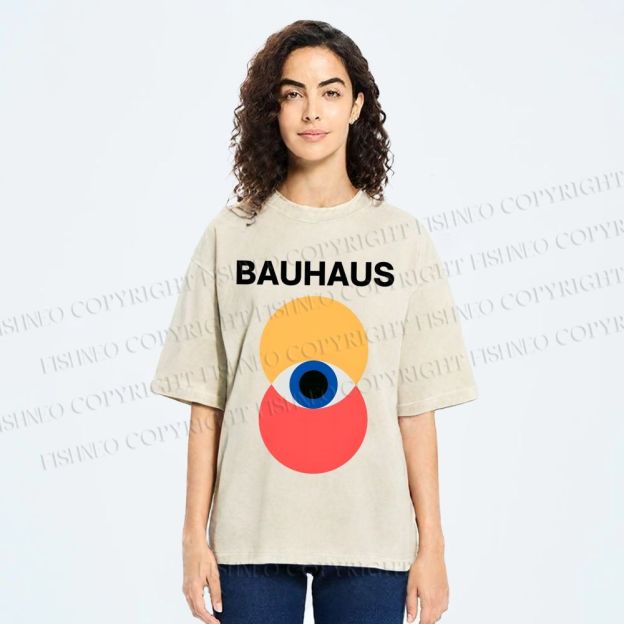 Unisex Bauhaus Geometric Eyes Printed Washed Tee