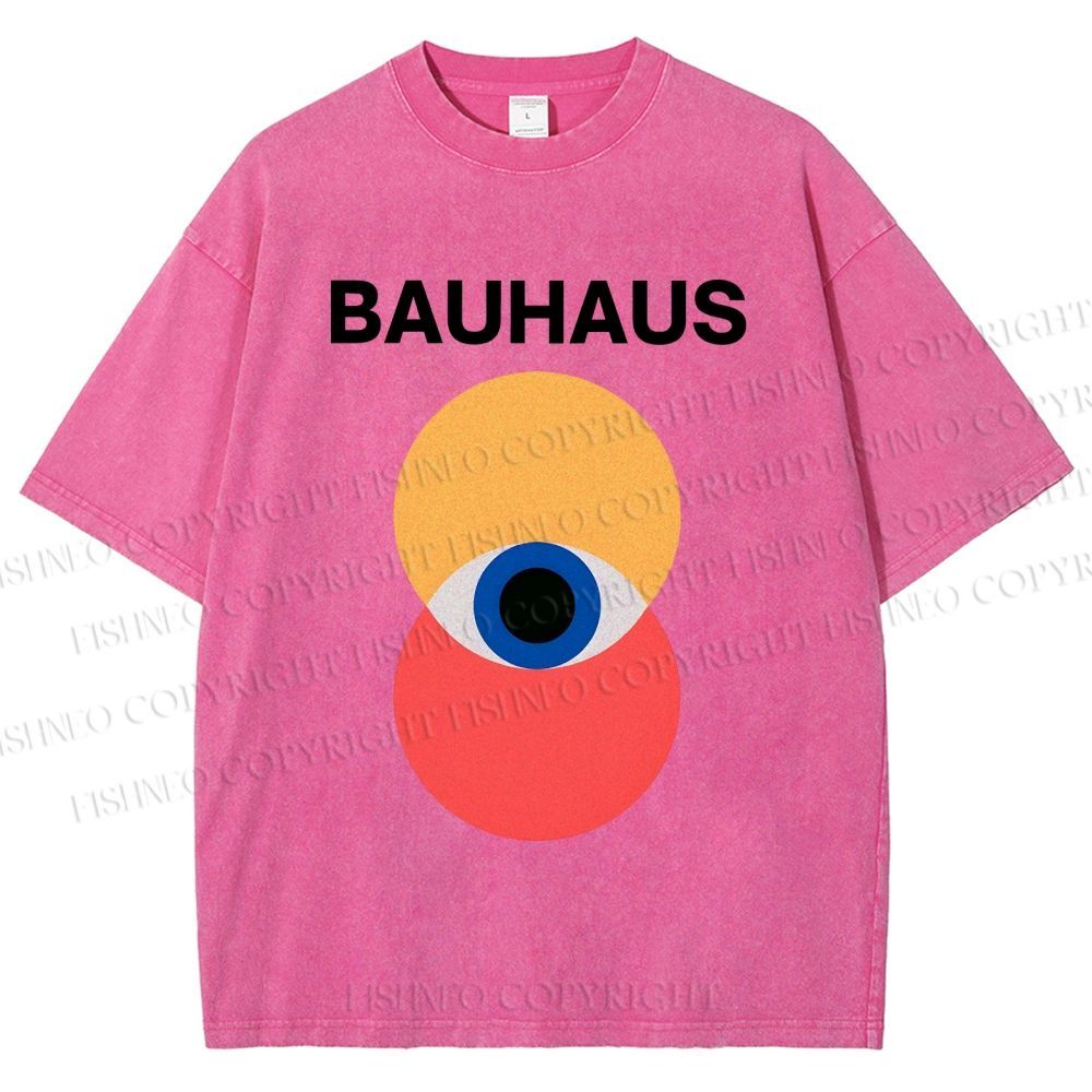 Unisex Bauhaus Geometric Eyes Printed Washed Tee