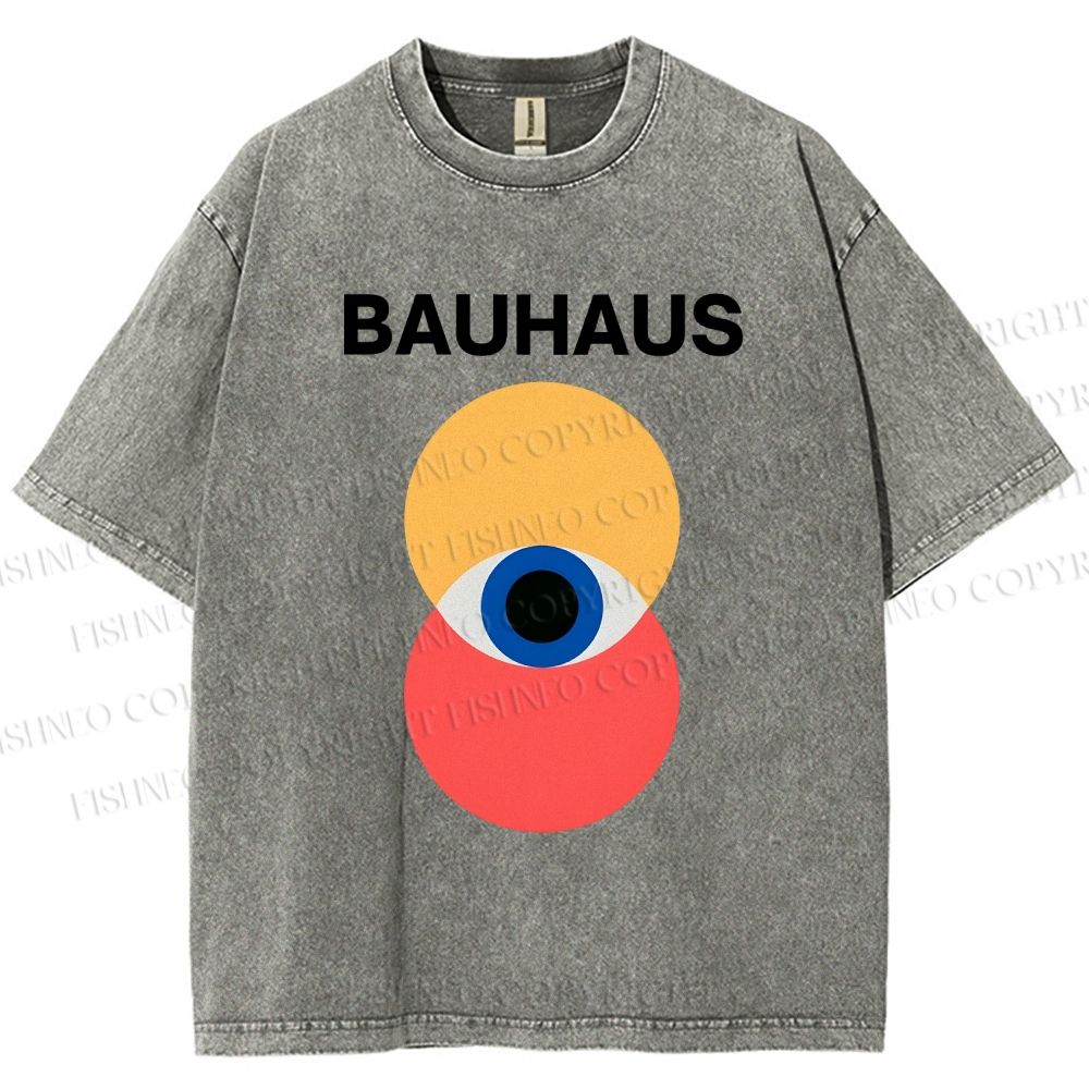 Unisex Bauhaus Geometric Eyes Printed Washed Tee