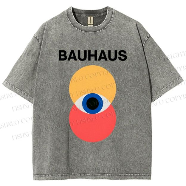 Unisex Bauhaus Geometric Eyes Printed Washed Tee
