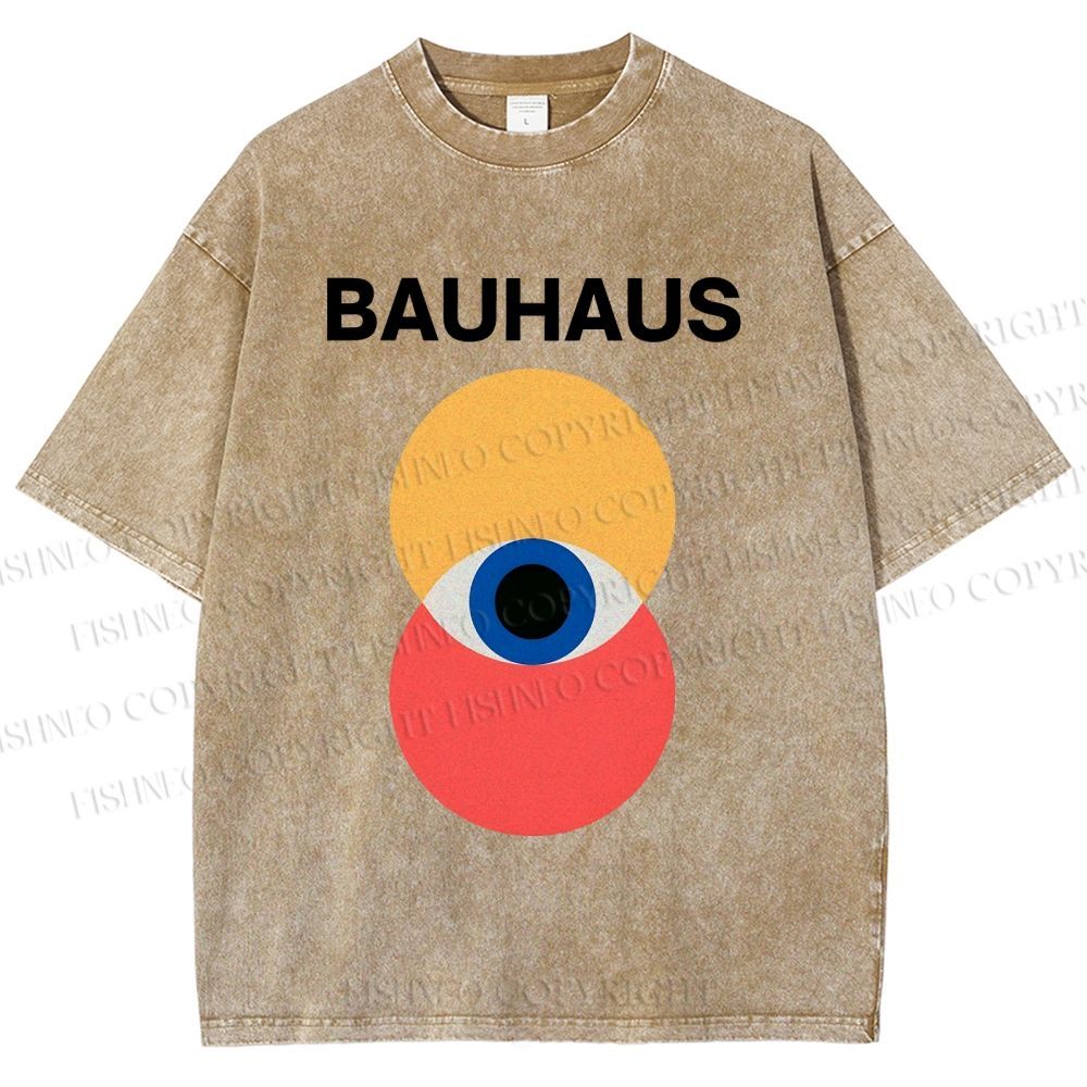 Unisex Bauhaus Geometric Eyes Printed Washed Tee