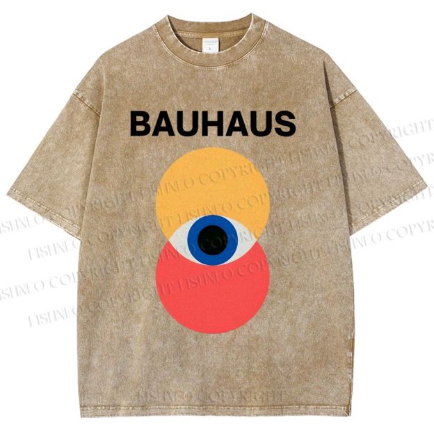 Unisex Bauhaus Geometric Eyes Printed Washed Tee