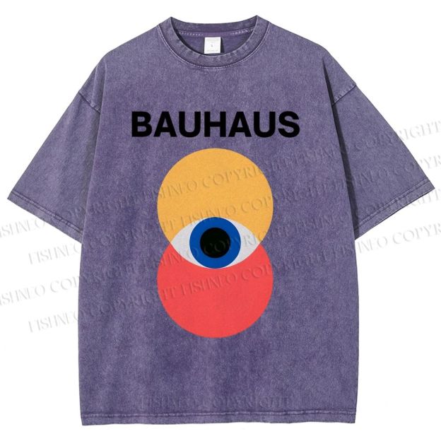 Unisex Bauhaus Geometric Eyes Printed Washed Tee