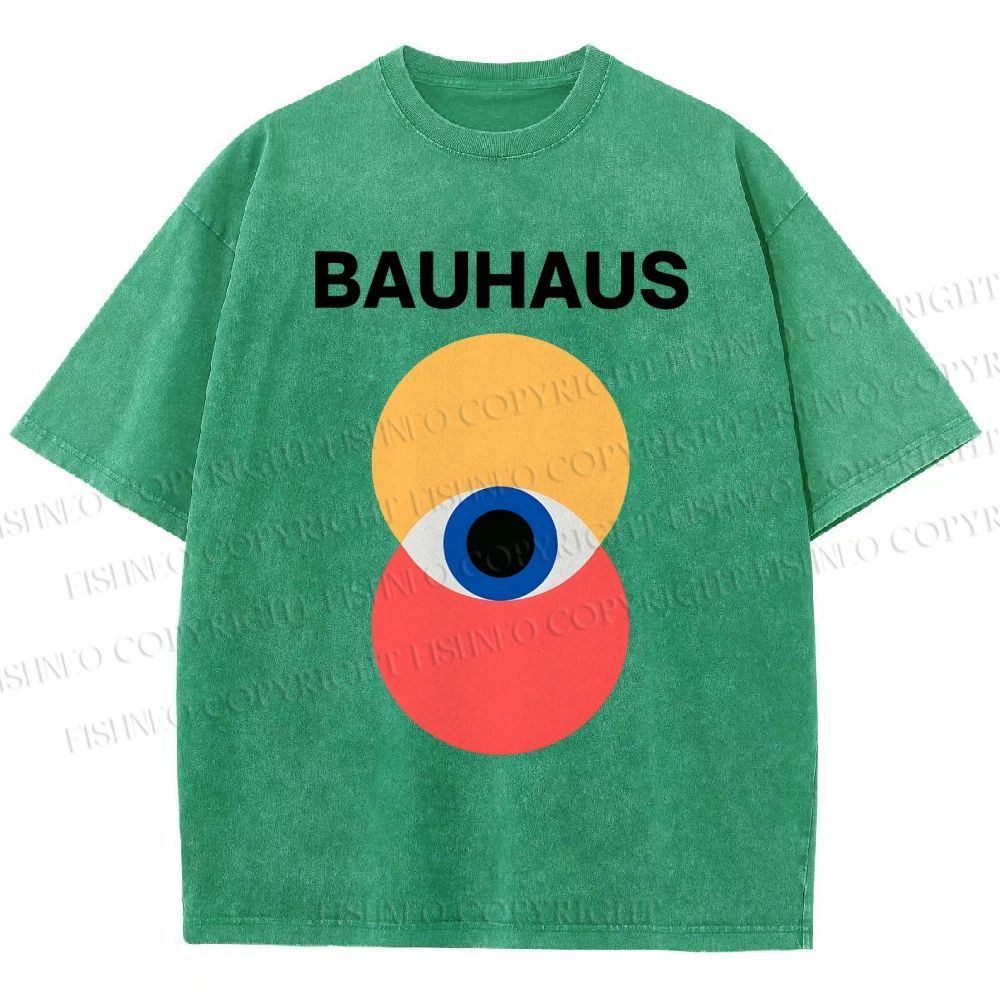 Unisex Bauhaus Geometric Eyes Printed Washed Tee