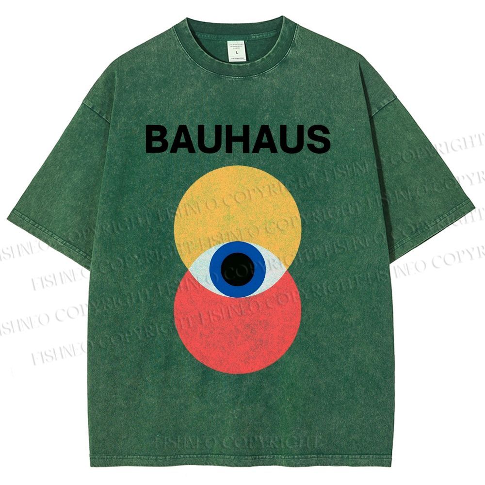 Unisex Bauhaus Geometric Eyes Printed Washed Tee