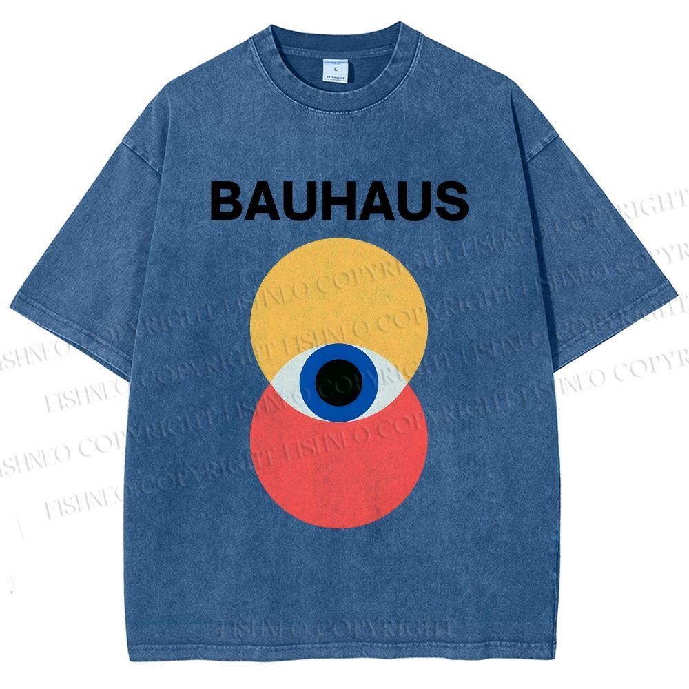 Unisex Bauhaus Geometric Eyes Printed Washed Tee