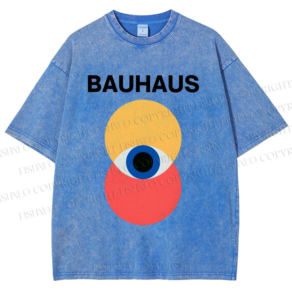 Unisex Bauhaus Geometric Eyes Printed Washed Tee