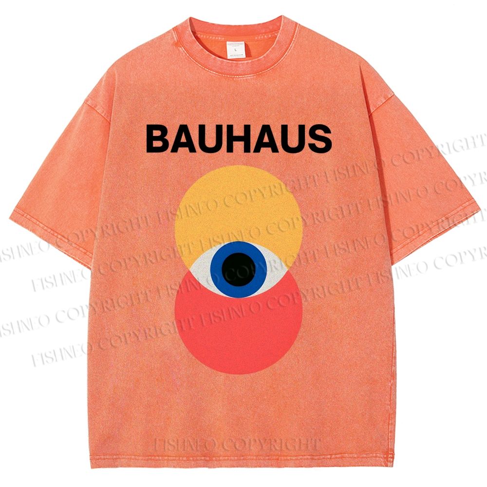 Unisex Bauhaus Geometric Eyes Printed Washed Tee