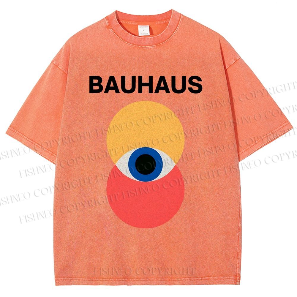 Unisex Bauhaus Geometric Eyes Printed Washed Tee