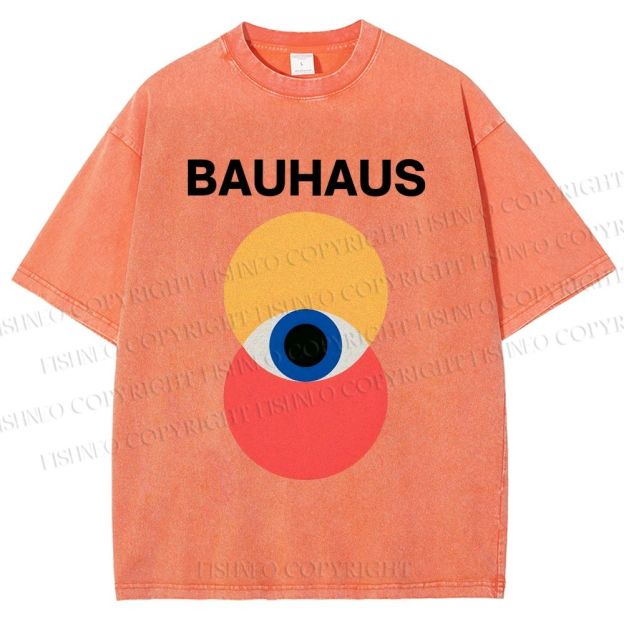 Unisex Bauhaus Geometric Eyes Printed Washed Tee