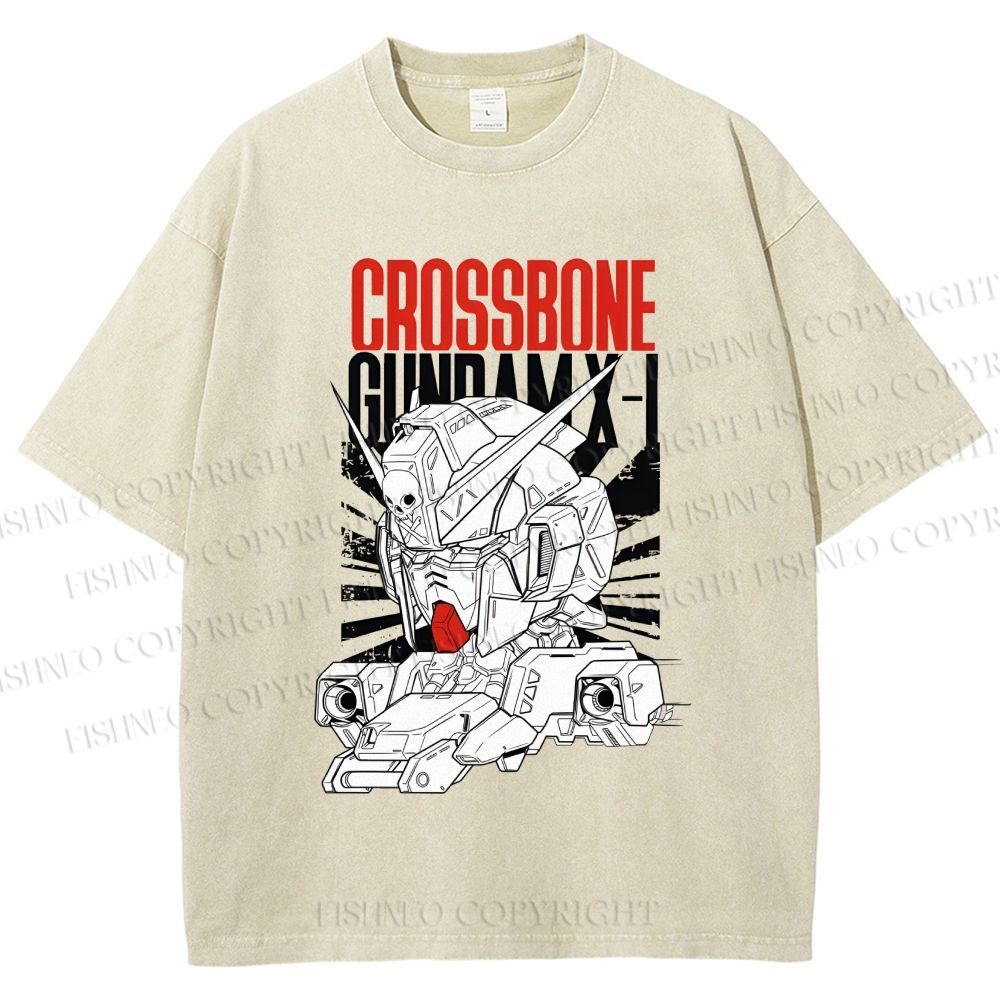 Unisex Crossbone Gundam X-1 Printed Washed Tee