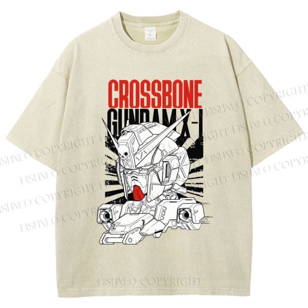 Unisex Crossbone Gundam X-1 Printed Washed Tee